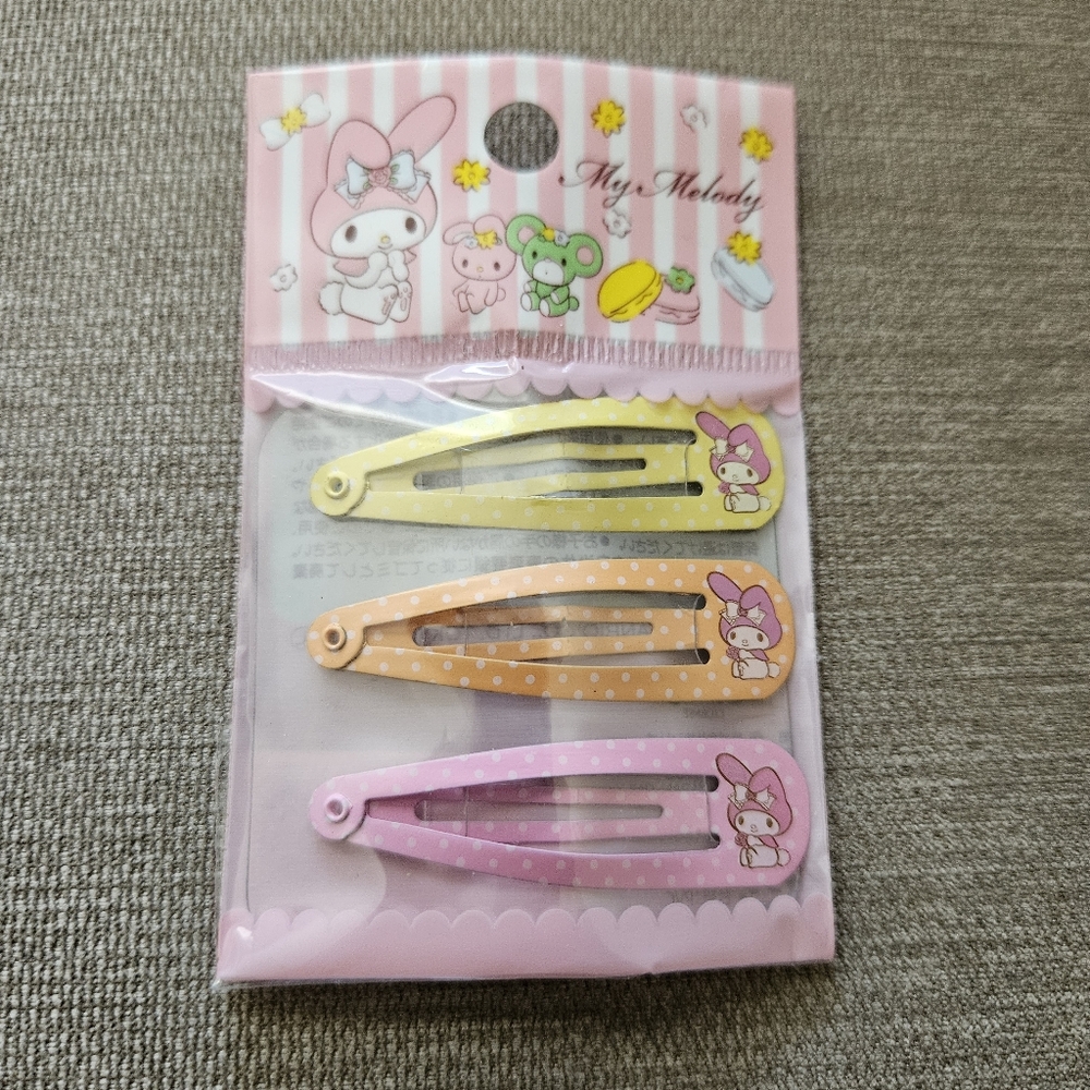 Sanrio My Melody Hair Clips - Yellow, Orange, Pink